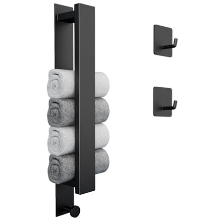 Håndkleholder, selvklebende veggmontert - matt svart