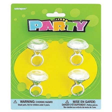 Unika festdiamantringar i plast (4-pack)