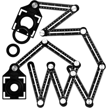 Vinkelmal, Flisverktøy Malverktøy Multi Vinkelmåler 12 Sider Aluminiumslegering Måleverktøy Trappemal for Snekker Flislegger med Posisjonering