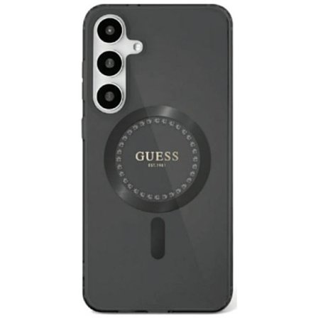 Guess Mobilskal till Galaxy S25 MagSafe Rhinestones Printed Logo - Svart