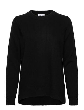 Straight O-Neck Sweater Pullover Svart Davida Cashmere
