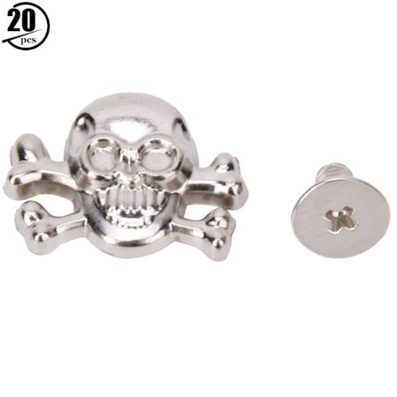 20PCS DIY 15mm Punk Skull med ben Rivet Gotiska prydnader / Bagagetillbehör Ghost Head med ben Silver