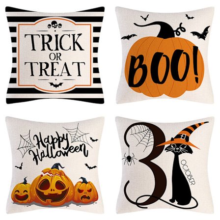 Halloween-kuddfodral 18x18 Set om 4 Trick or Treat-kuddfodral