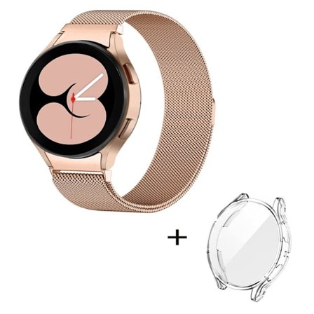 Samsung Galaxy Watch 5 (44mm) ruostumattomasta teräksestä valmistettu ranneke, jossa on kirkas suojus - Ruusukulta