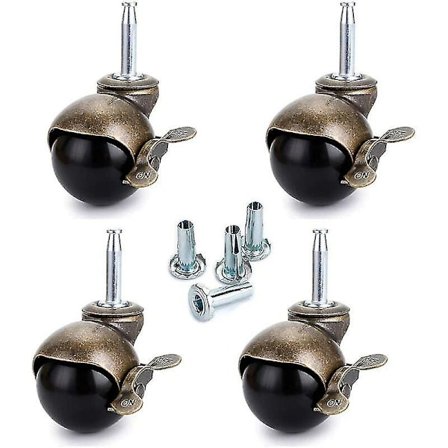 8 st 40mm Hjul med Styrstam, Möbelhjul med Broms, Nylonhjul för Kontorsstol, Bäddsoffa, Soffa, Lastkapacitet 25kg Per Hjul U