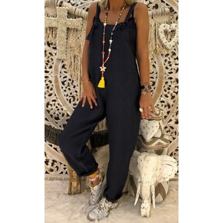 Jumpsuit til kvinder Playsuits Bukser Løse toppe Jumpsuit sort 5XL_paris
