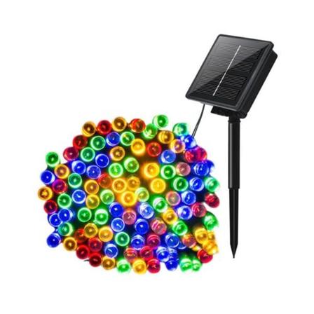 Solcelledrevne fe-lys udendørs, 11,5M 100 LED varm hvid, 8 tilstande flerfarvet