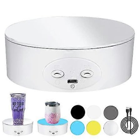 Kop Drejer Roterende Display Stand til Tumblere, 360 Graders Automatisk Lydløs Spin Drejeskive til Foto