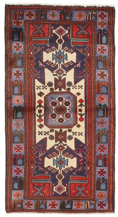 Hamadan Teppich Handgeknüpft 80X153 Dunkelrot/Schwarz Persien