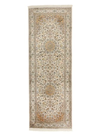 79X219 Tappeto Orientale Kashmir Puri Di Seta Passatoie Arancione/Marrone (Seta, India)