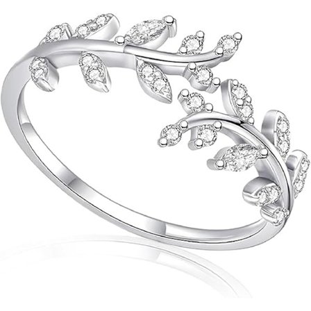 Sterling Sølv Ringe til Kvinder Justerbare Personlige Fingerringe med Blade & Sølvringe til Kvinder, Egnede Gaver til Damer og Piger