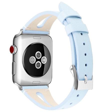 Apple Watch (45mm) Top Layer Cowhide Aitoa Nahkaa Rannekellon Nauha - Sininen Blue