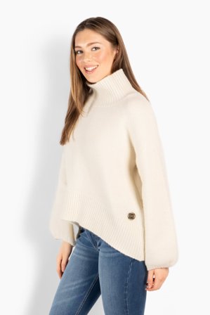 Hést FAM Patch Short Sweater Dame - White Alyssum - Size: 2