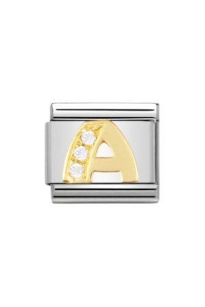 LETTERS 18k Gold and CZ M