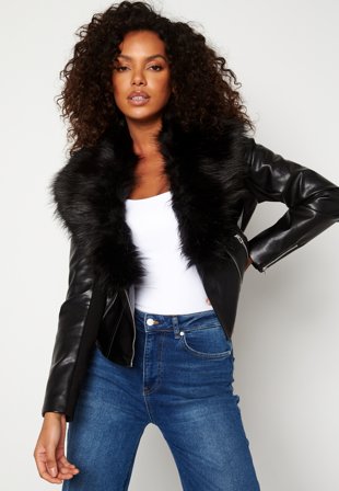 Chiara Forthi Gavina PU Biker Jacket Black Klær