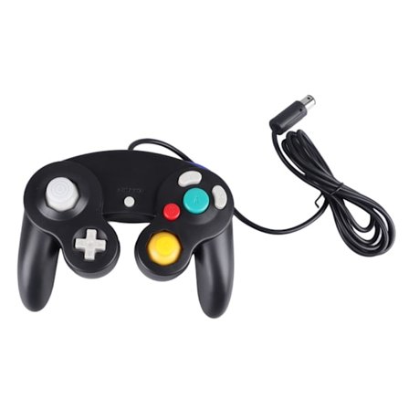 Kablet spillkontroller Plug and Play Vibrasjonsspillpad Joystick for Wii GC Svart
