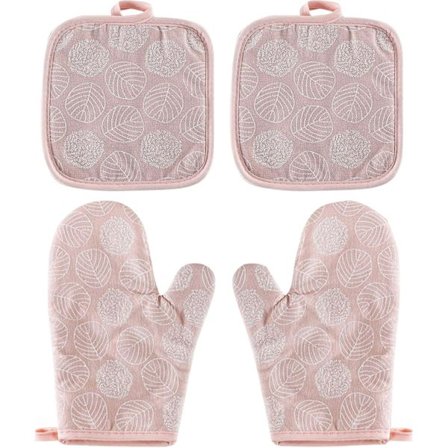 Ovnvotter, 1 par kjøkkenvotter i bomull med 2 grytekluter, vaskbare ovnvotter, sklisikre kjøkkenvotter, varmebestandige kjøkkenvotter kompatible
