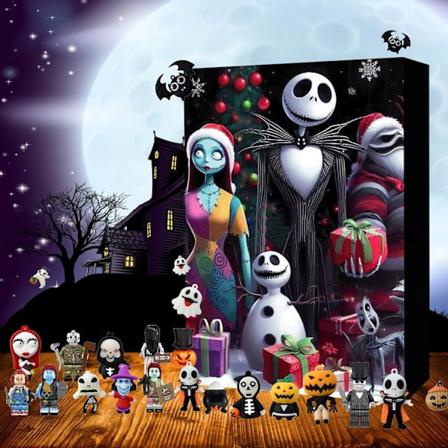 Halloween Adventskalender 2024 Oppgradert Adventskalender, Mareritt, Kalender Inneholder 24 Gaver, Halloween Skummel Dukke Horrorfigurer Gave til Barn
