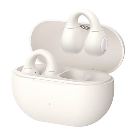 Baseus Bass 15 Clip OWS trådløse hovedtelefoner med Baseus Simple USB-C 3A 30 cm kabel - hvid