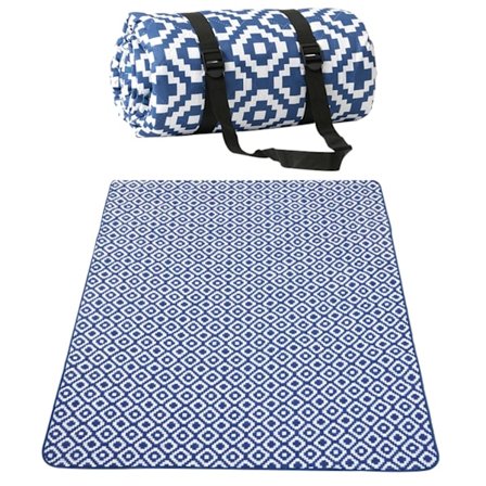 200x150cm Picnic Tæppe med Bærehåndtag Vandtæt Strandtæppe Stor Picnic Måtte Sandtæt Strandmåtte til Familiefest Sammenfoldelig (Blå)