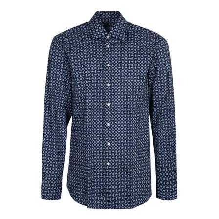 Etro, Paisley-print Long-sleeve Shirt Blauw, Heren, Maat:L,Cotton