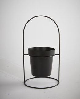 Kukkaruukku kaarevalla jalustalla Musta-16 x 16 x 31 cm-Linea