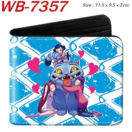 K-KPOP DEMON HUNTER plånbok i PU-läder, tvåfaldig, kort modell, populär och praktisk