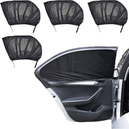 (Svart) 4-delt solskjerming for bilvinduer, solskjerming for bakruten, solskjerming for baby i bil, solskjerming for sidevinduer bak
