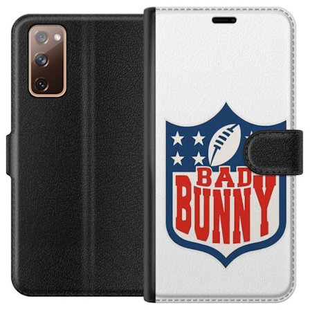 Kompatibel Tegnebogsetui til Samsung Galaxy S20 FE Bad Bunny rød grafisk plakat med portræt og typografi i latinamerikansk popdesign