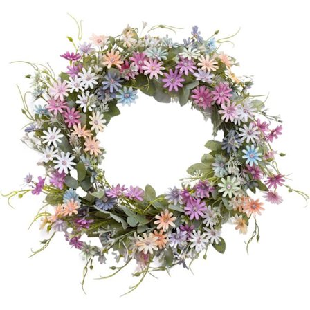 Konstgjord krans gröna blad Four Seasons färgglada, 42cm