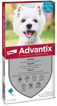 Advantix Spot On Per Cani da 4 a 10 Kg Soluzione 4 Pipette da