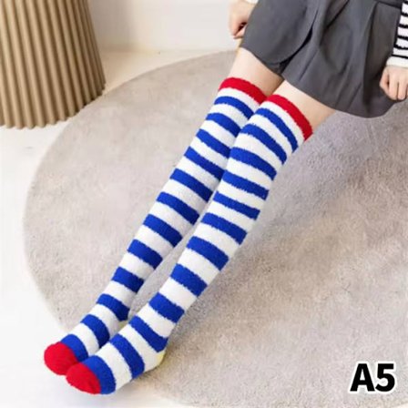 A5-Coral Fleece Benvarmere til Vinter Tykke Knæhøje Strømper til Kvinder