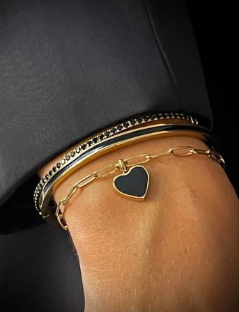 Bud to rose Noble Heart Bracelet Black/Gold - Gold - ONE SIZE
