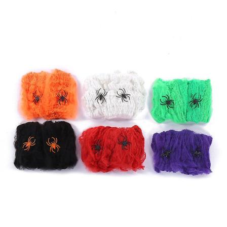 Halloween Nytt produkt Edderkopp bomull Edderkoppnett Plast Liten edderkopp dekorasjonsrekvisitter Bar Haunted House utendørs tilbehør (10 stk) White