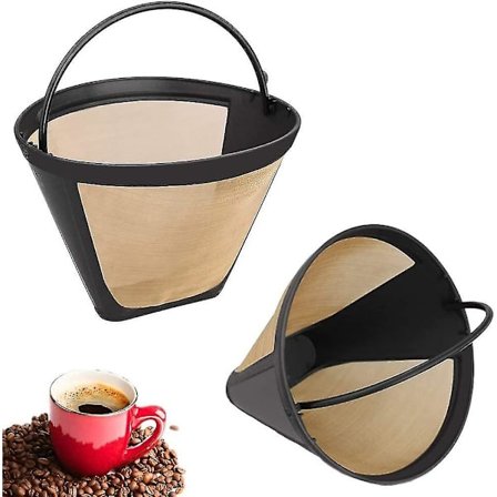 2 stycken återanvändbara kaffefilter, nätkaffefilter, permanent återanvändbart kaffefilter