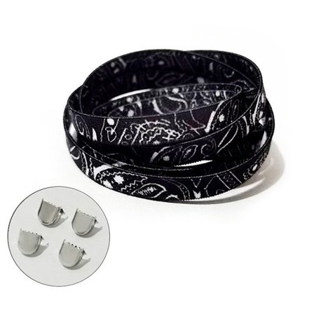 Cashew Flower Flat Shoelisser Sneakers Skolisser SVART