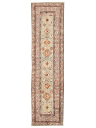 Kazak Fine Teppich 81X306 Läufer Braun/Beige Wolle, Afghanistan