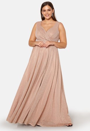Goddiva Curve Glitter Wrap Front Maxi Curve Dress With Split Klær