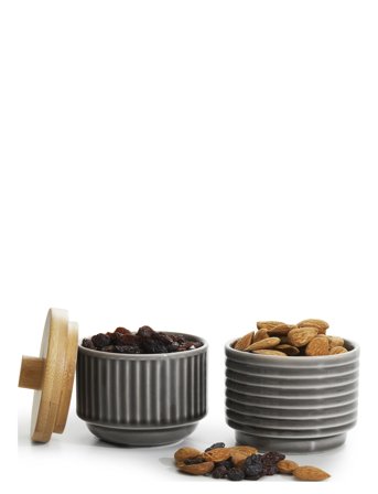 Coffee & More, Serving Bowls With Bambo Lid 2-Pack Grey Sagaform