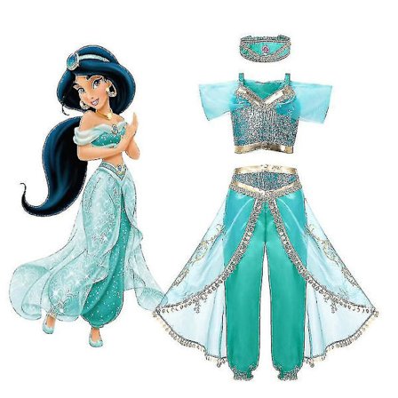 Jasmine Prinsesse Kostume til Piger Aladdin Den Magiske Lampe Halloween Karneval Kostume_y - 100