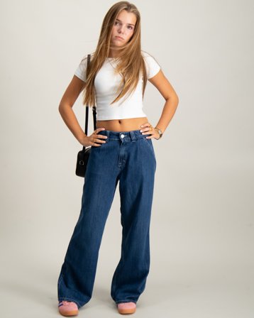 Tommy Hilfiger MABEL PLEATS MID BLUE WASH Blå Jeans Jente - Kids Brand Store