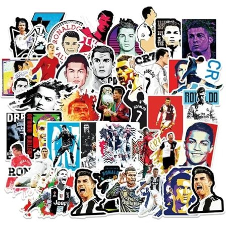 50 stk Vinyl Klistermærker af Ronaldo til Fodbold Elskere Vandfaste Klistermærker, Laptop, Skateboard, Kop, Scrapbog Gave til Fødselsdag, Jul,...