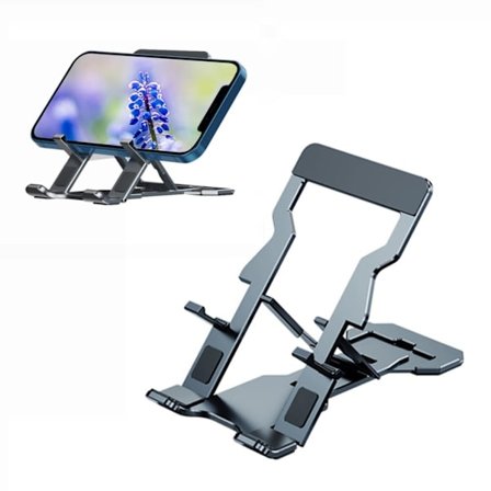 Universellt vikbart skrivbordsstativ för telefon - Grå