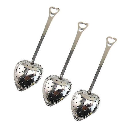 Te-filter Langt Greb Rustfrit Stål Mesh Hjerteformet Te-si, Te-infuser Ske (8stk)