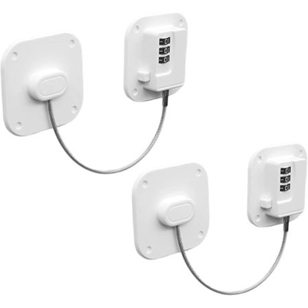 Sæt med 2 køleskabslåse med kode, køleskabshænglås til børn, klæbende kombinationskøleskabslås, sikkerhedsblok til køleskabsdør, vinduesskabe, skabe