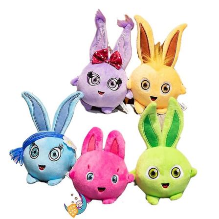 Sunny Bunnies plysjleker fylte ballformede tegneseriekanin dyre søte TV-figurer barn småbarn plysjleker Purple