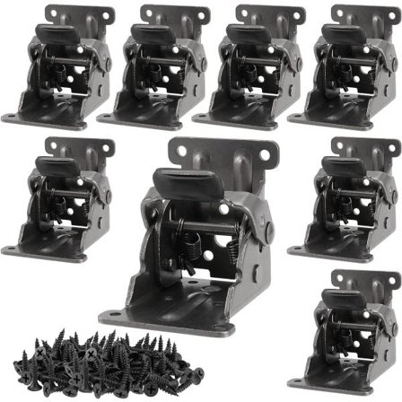 8-pakning sammenleggbare bordben, 0-90 graders sammenleggbar låsehengsel, låseforlengelsesstøtte, med 88 stk skruer, svart