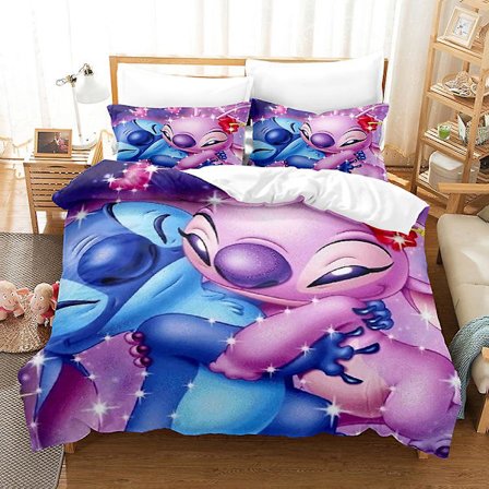 Sti02 Stitch 3D-tryckt sängklädesset påslakan örngott present till barn