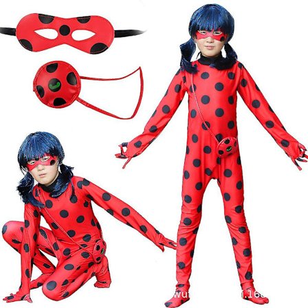 Kids Girl Ladybug Cosplay Kostym Set Halloween Party Jumpsuit F 140(130-140CM) NX