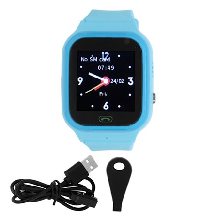 Pojkar Flickor Vattentät Smart Klocka Barn Pekskärm Klocka med Videokamera Väckarklocka Stegräknare Blå